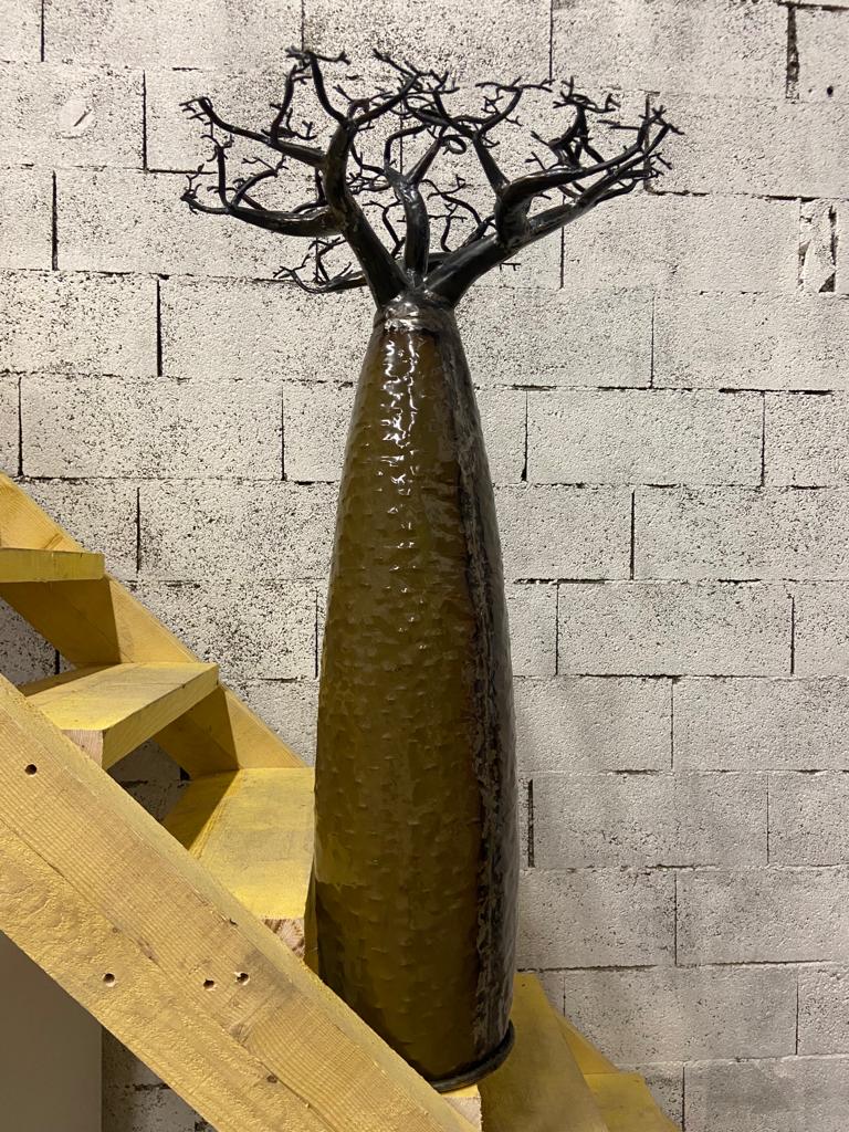 Baobab a poser en métal recyclé - Modèle TGM 100 BRUT - tronc bombé