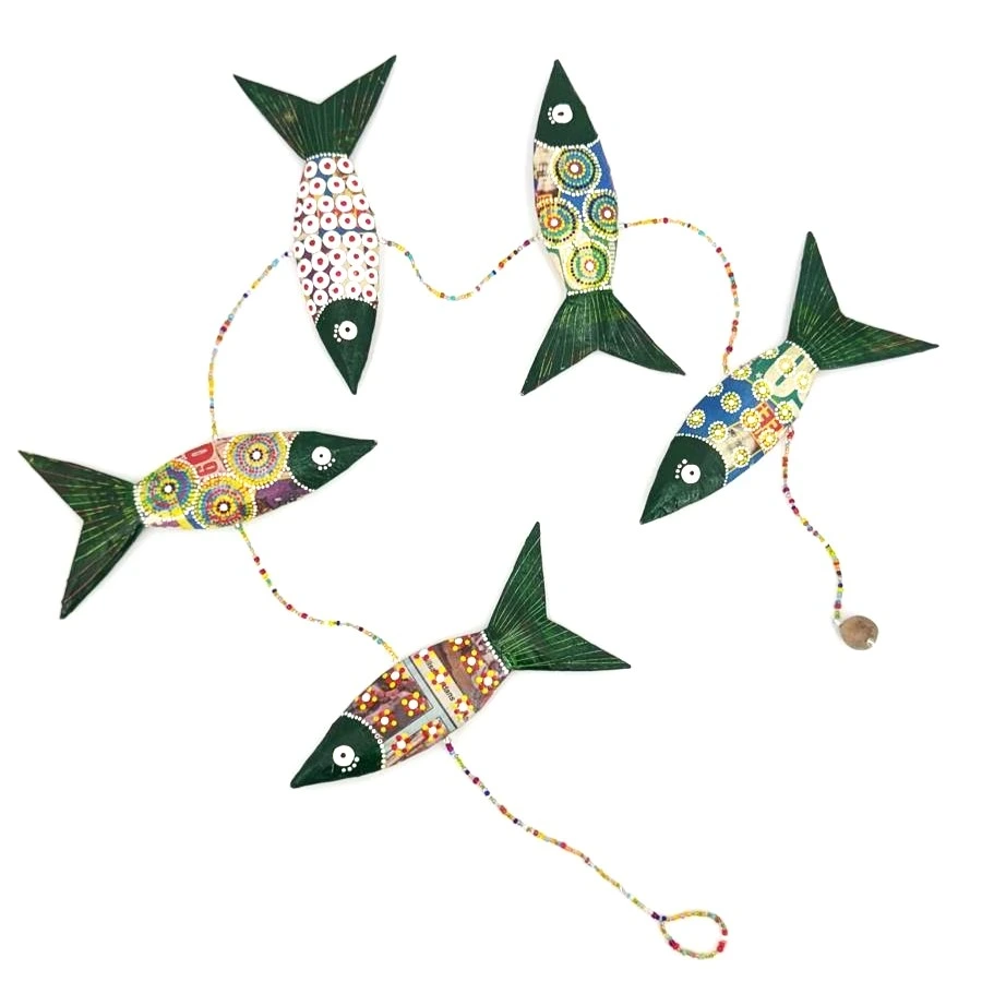 Suspension en papier recyclé - Modèle 5 sardines 