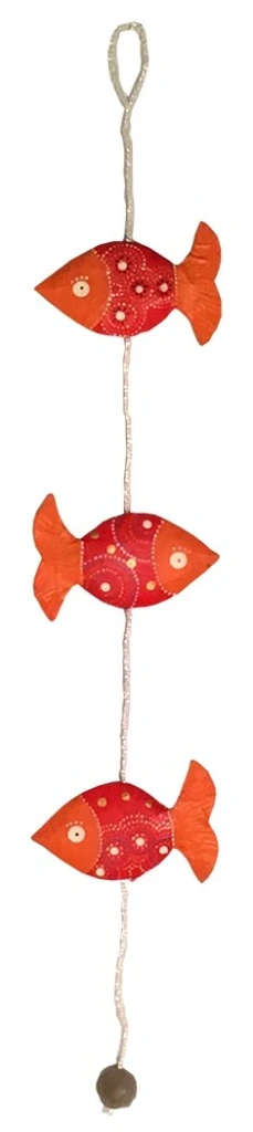 [PMSS-PR050P] Suspension en papier recyclé - Modèle mini 3 poissons ronds .webp