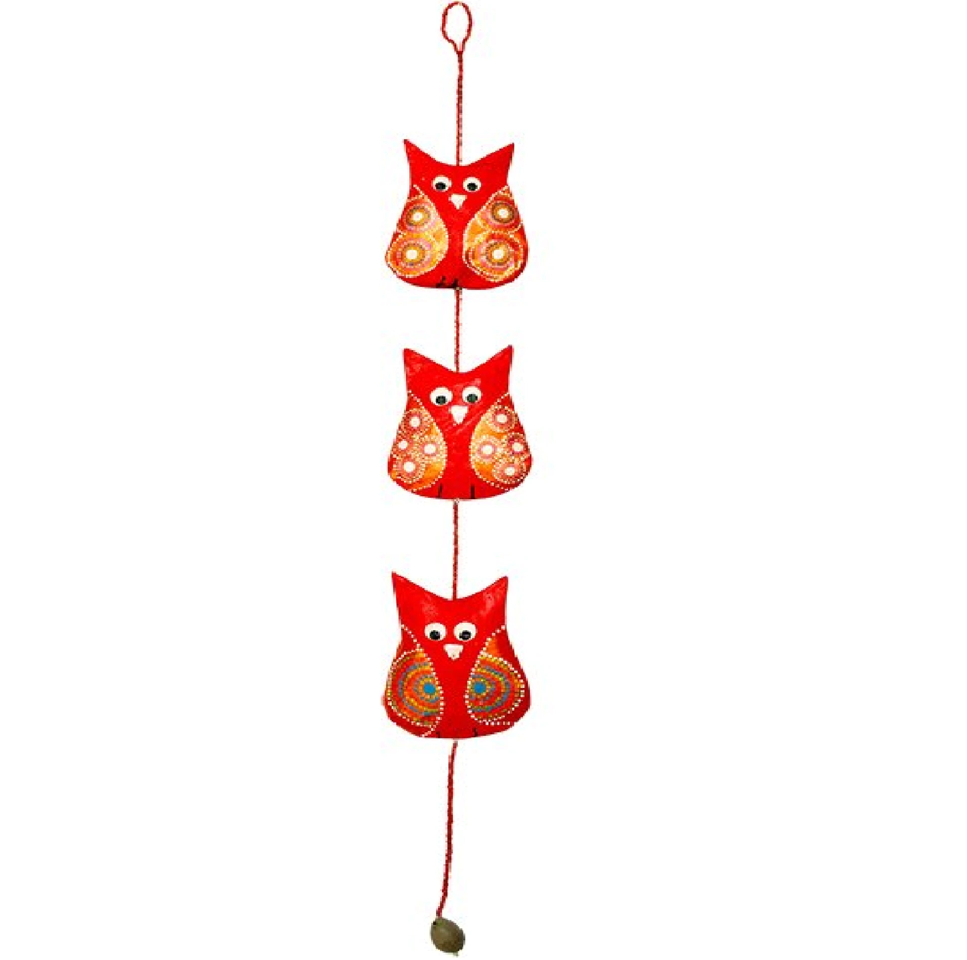 [PMSS-HB050P] Suspension en papier recyclé - Modèle 3 hiboux finition peinture acrylique - Env. 50 cm / 60 g