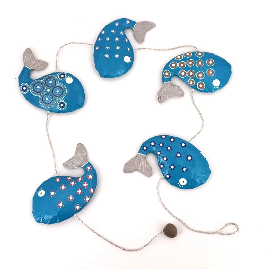 Suspension en papier recyclé - Modèle 5 baleines 