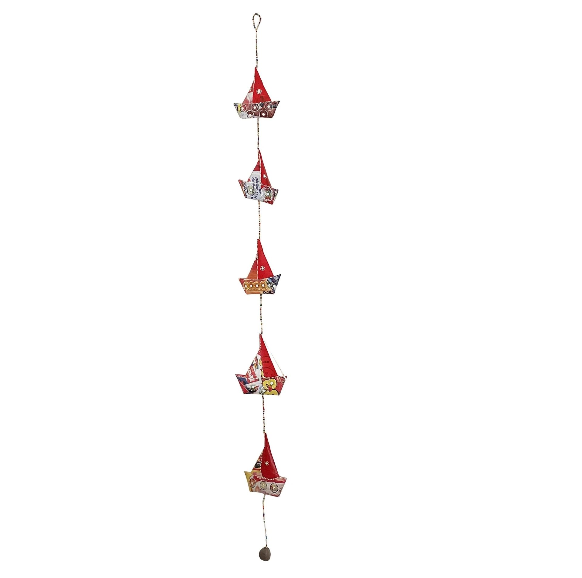 [PMSS-VL100P] Suspension en papier recyclé - Modèle 5 voiliers finition peinture acrylique - Env. 100 cm / 80 g