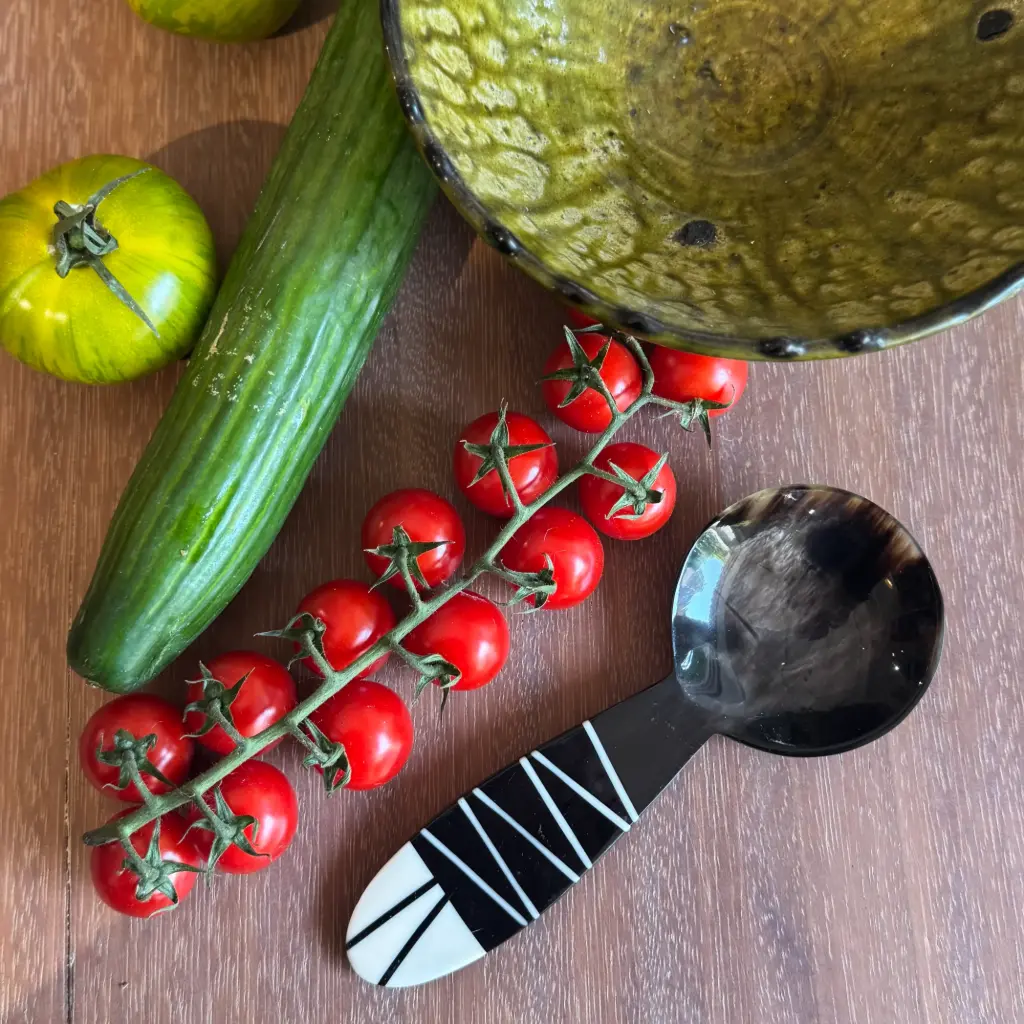 Cuillère à riz en corne de zébu - Zig Zag - 19cm