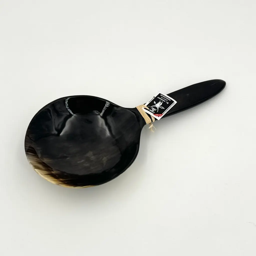 Cuillère à riz en corne de zébu - Modèle GM finition poli & lustré - Env. 27 cm / 1 g