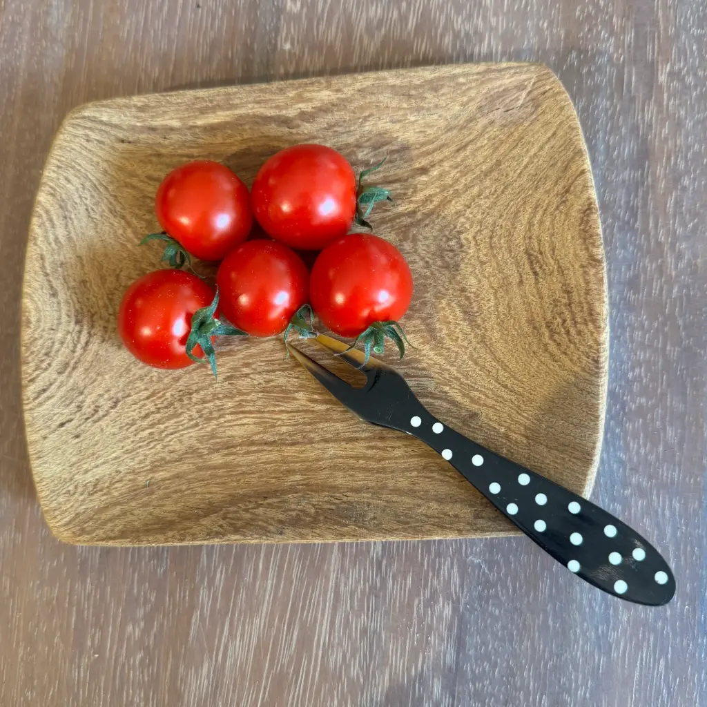Fourchette en corne de zébu - A pois - 12cm