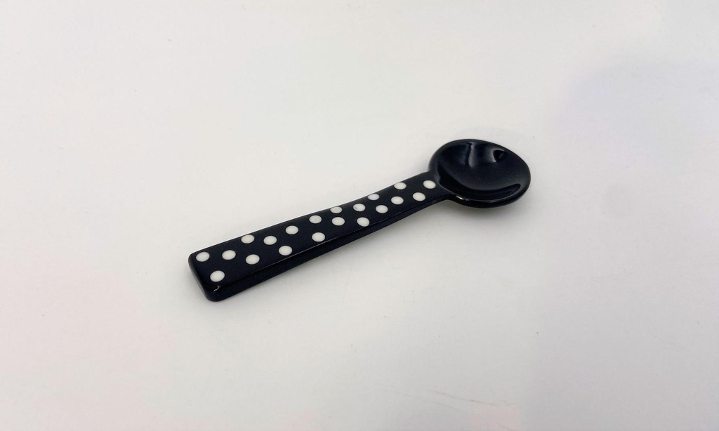 Cuillère en corne de zébu - Modèle à pois finition poli & lustré - Env. 9 cm / 1 g