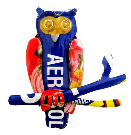 Magnet en canettes recyclées - Modèle Hibou 