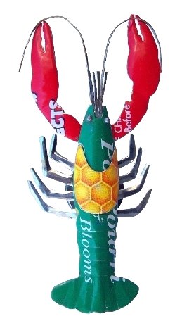 [KKMG-HO006V] Magnet en canettes recyclées - Modèle Homard finition couleurs variées - Env. 5/6 cm / 10 g