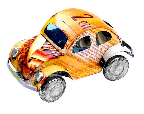 Maquette en canettes recyclées - Modèle Voiture VW Coccinelle finition couleurs variées - L env 8/9 cm / 25 g