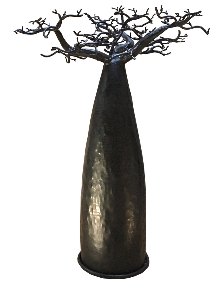 Baobab a poser en métal recyclé - Modèle Finoana finition tôle noire - Env. 45 cm / 0,1 g