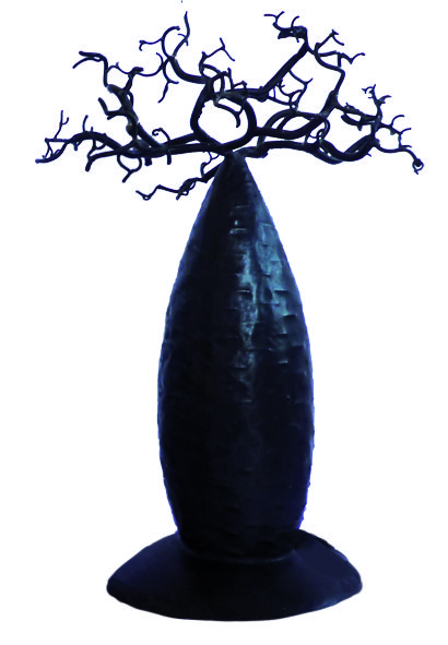 [FRPB-BM025F] Porte bijoux en métal recyclé - Modèle Bombé finition tôle noire - Env. 25 cm / 0,1 g