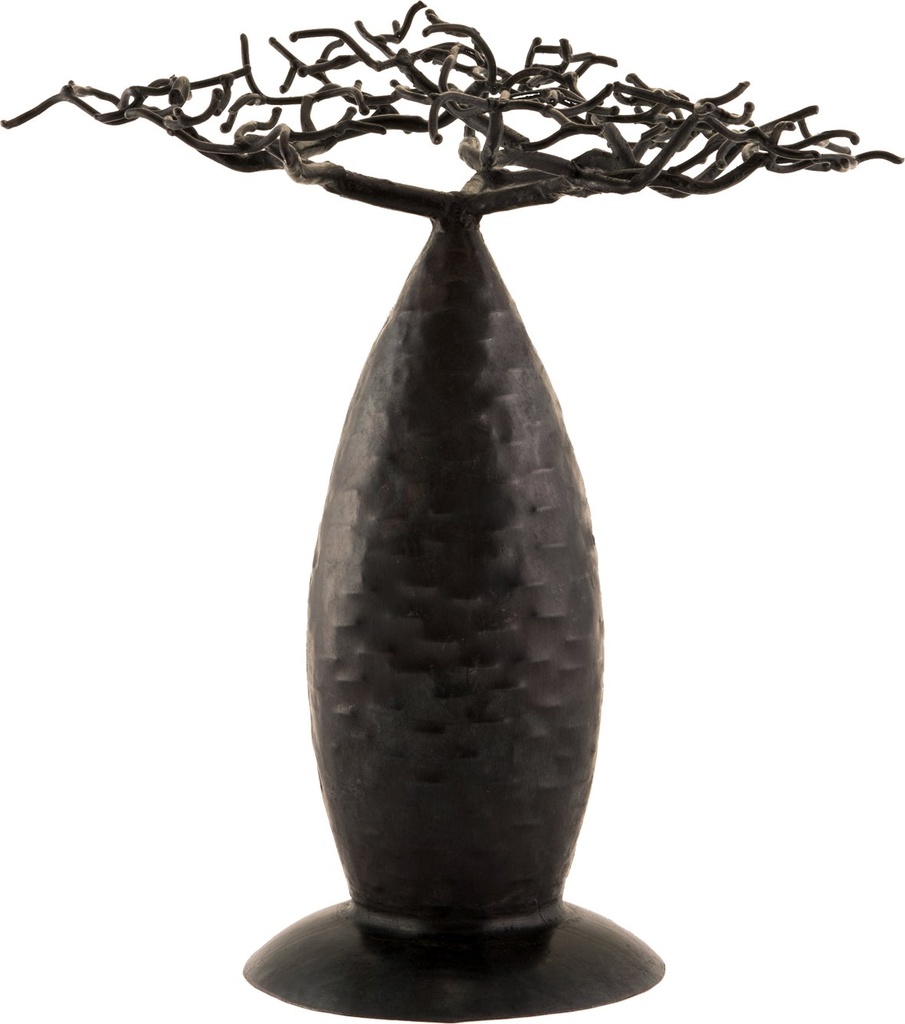 [FRPB-BM035F] Porte bijoux en métal recyclé - Modèle Bombé finition tôle noire - Env. 35 cm / 0,1 g