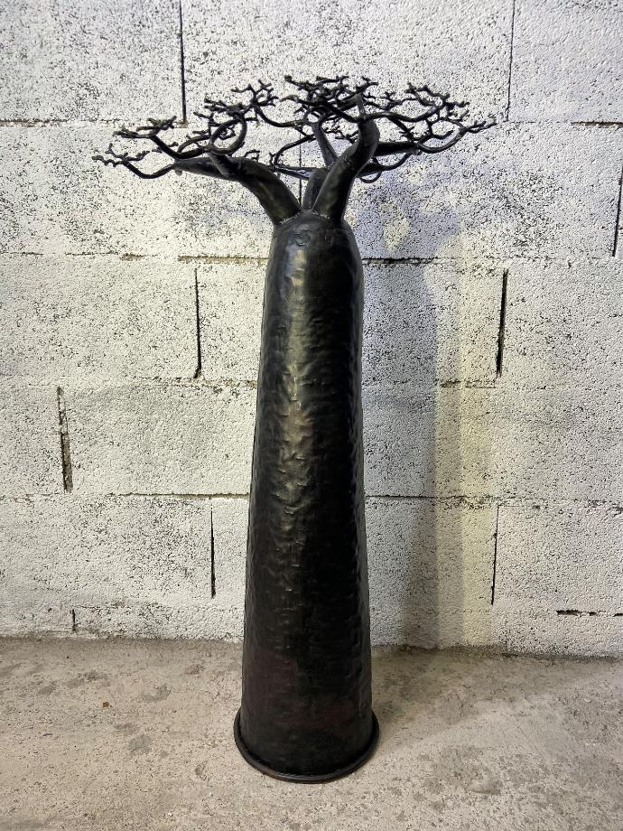 Baobab a poser en métal recyclé - Modèle Droit finition tôle brute - Env. 70 cm / 0,1 g