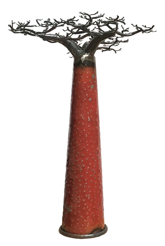 Baobab a poser en métal recyclé - Modèle Fin finition tôle brute - Env. 70 cm / 0,1 g