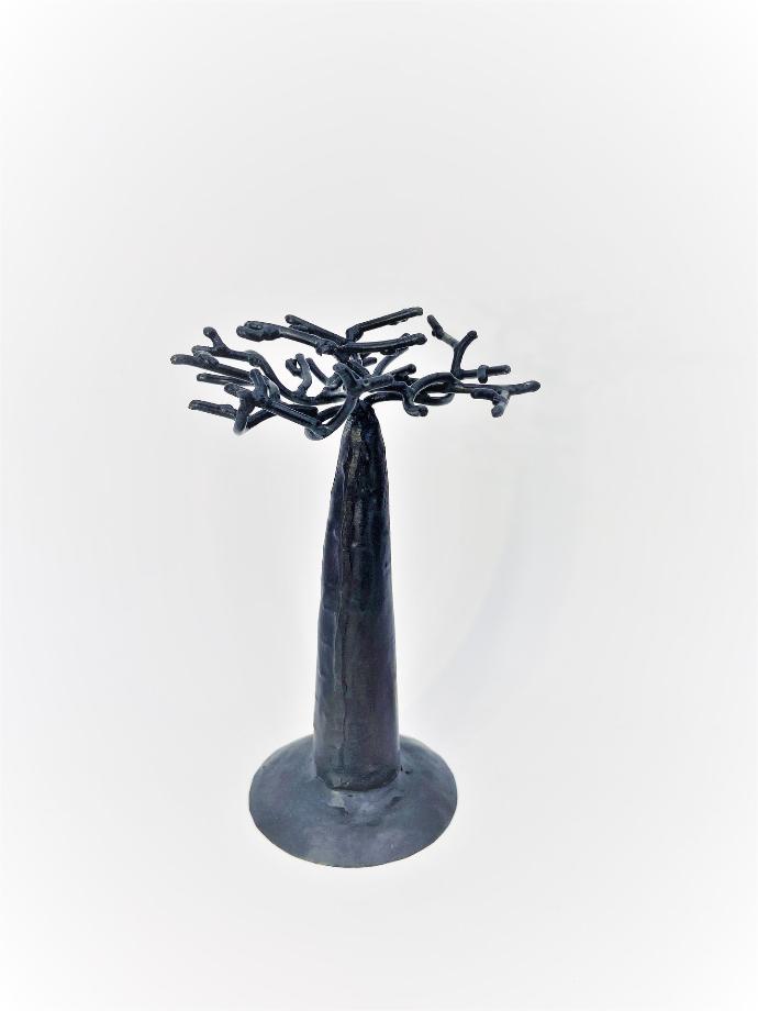 Porte bijoux en métal recyclé - Modèle Droit finition tôle noire - Env. 18 cm / 0,1 g