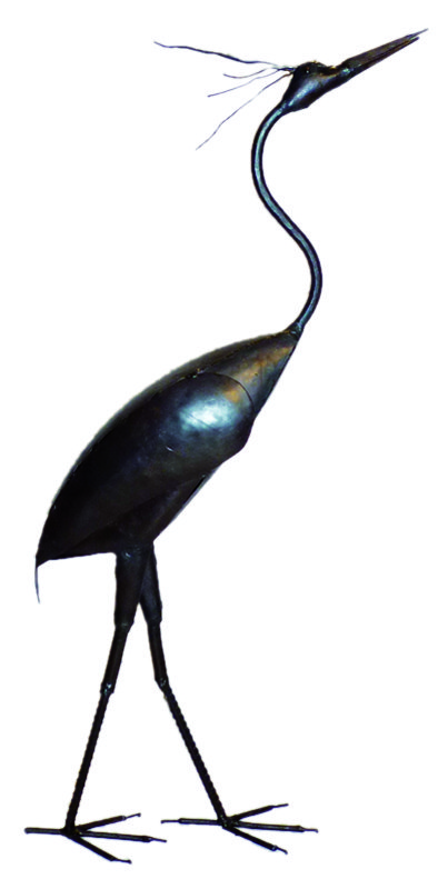 [FROI-HR090F] Oiseau  en métal recyclé - Modèle Héron PM noir