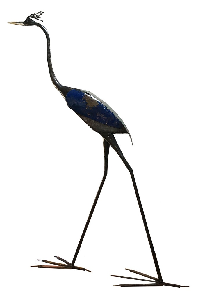 Oiseau  en métal recyclé - Modèle Héron MM noir