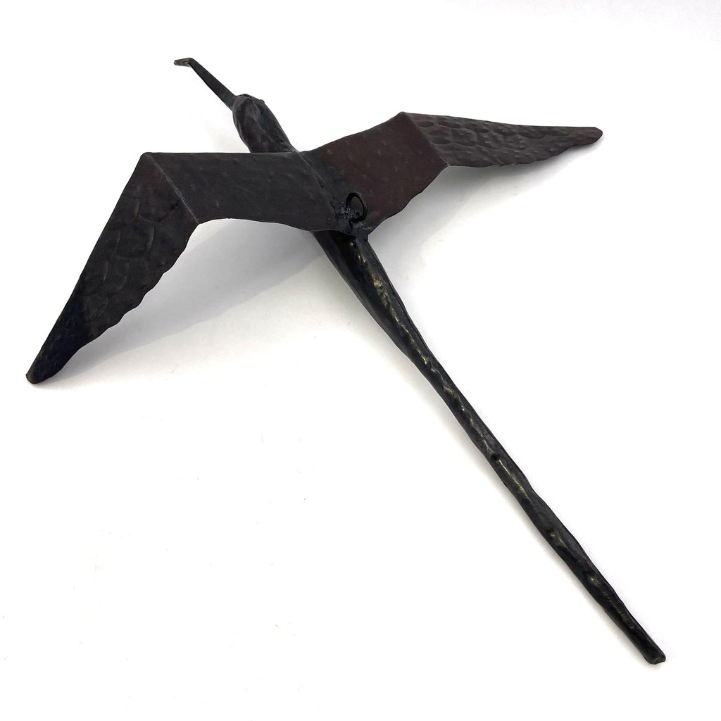 [FROI-PQ030F] Oiseau  en métal recyclé - Modèle Paille en queue finition tôle noire - Env. 40x30 cm / 0,1 g