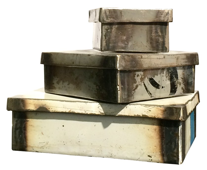 [FRBT-CR010T] Boite en métal recyclé - Modèle Carré PM finition tôle brute - Env. 10x10 cm / 0,1 g