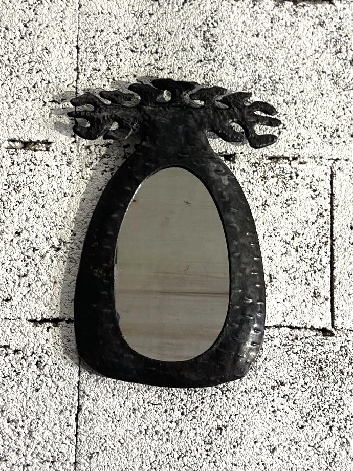 Miroirs en métal recyclé - Modèle Baobab tronc PM finition tôle noire - h35 cm / 0,1 g