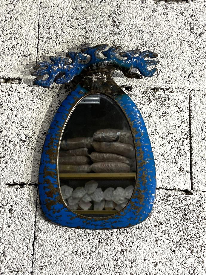 Miroirs en métal recyclé - Modèle Baobab tronc PM finition tôle brute - h35 cm / 0,1 g