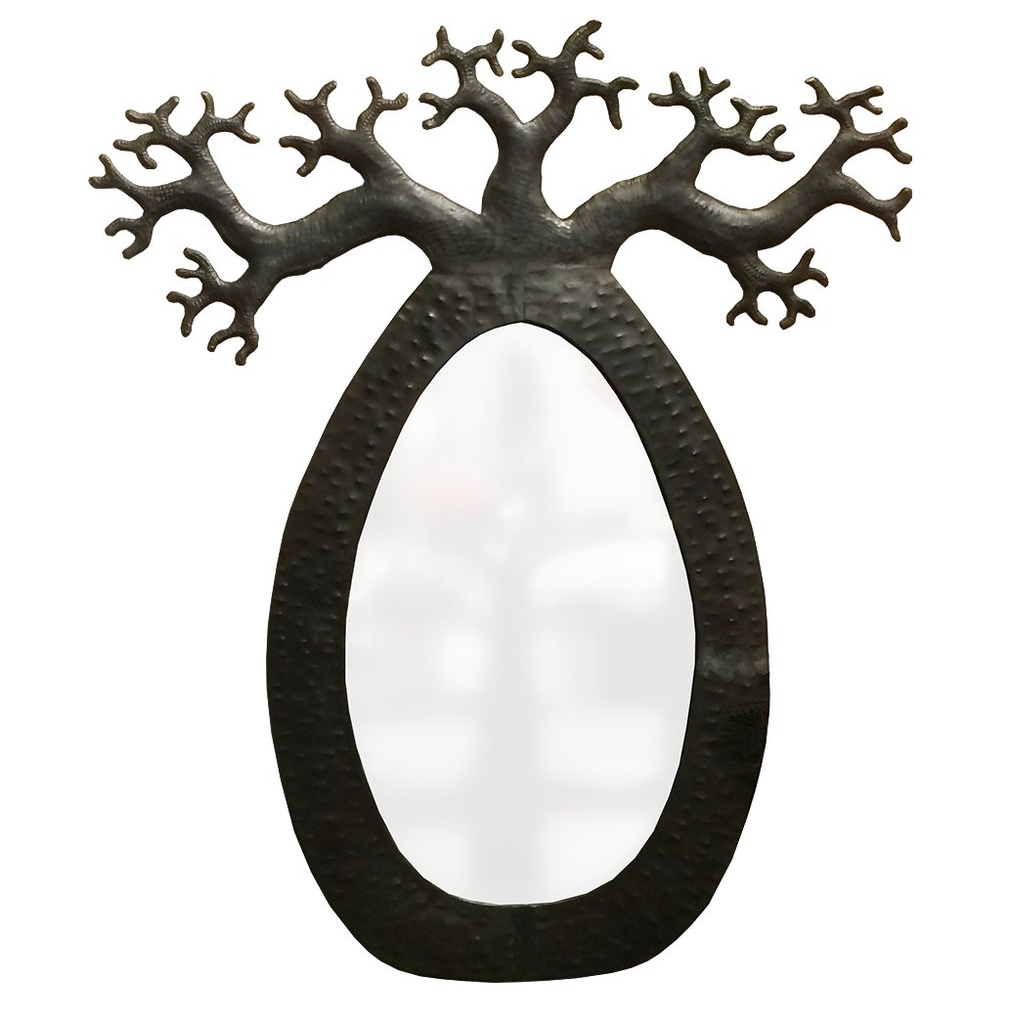 Miroirs en métal recyclé - Modèle Baobab tronc GM finition tôle noire - H70 cm / 0,1 g