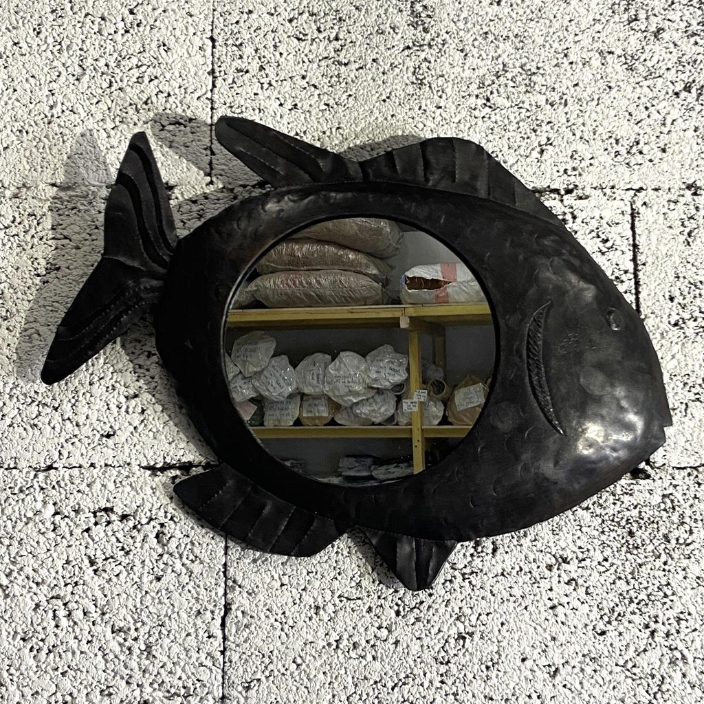 Miroirs en métal recyclé - Modèle Poisson noir