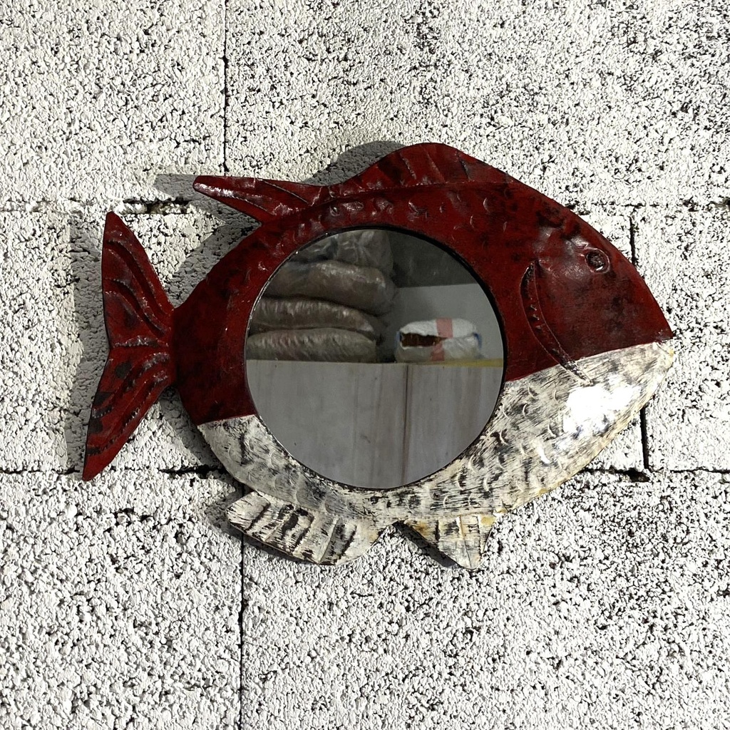 [FRMR-PS035T] Miroirs en métal recyclé - Modèle Poisson  finition tôle brute - h35 cm / 0,1 g