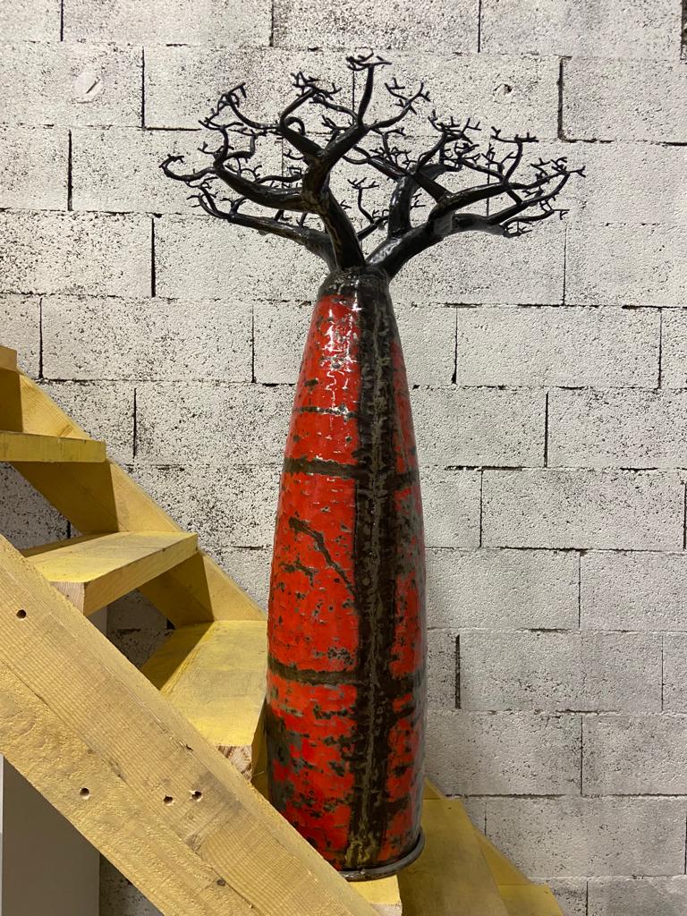 Baobab en métal - Bombé brut - 120cm / 8kg