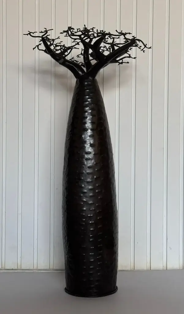 [FRBG-BM120F] Baobab a poser en métal recyclé - Modèle TGM 100 BRUT - tronc bombé - Hauteur totale 120cm diamètre tronc 25cm (copie)