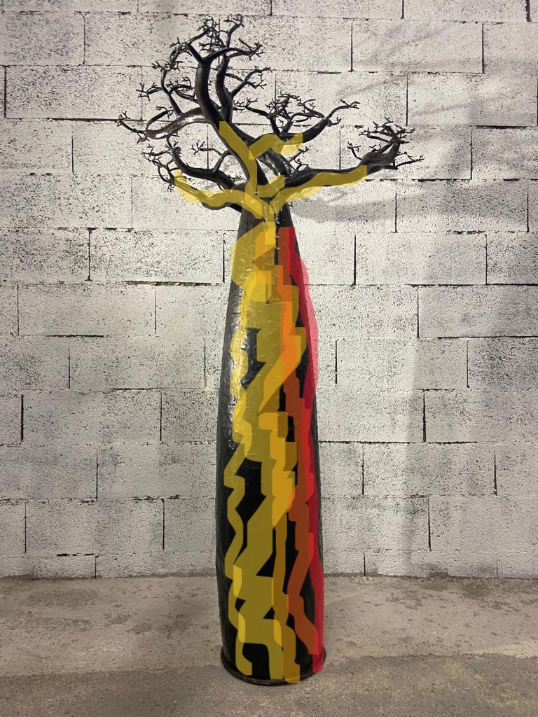 [FRBG-BM180T] Baobab a poser en métal recyclé - Modèle TGM bombé NOIR - Hauteur 180cm (copie)