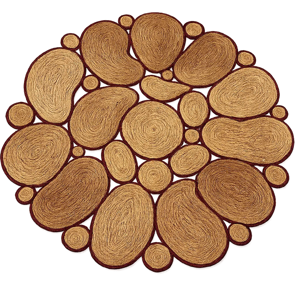 Tapis en sisal - Modèle Bulles / Marcelle Marron - Diam 140 cm