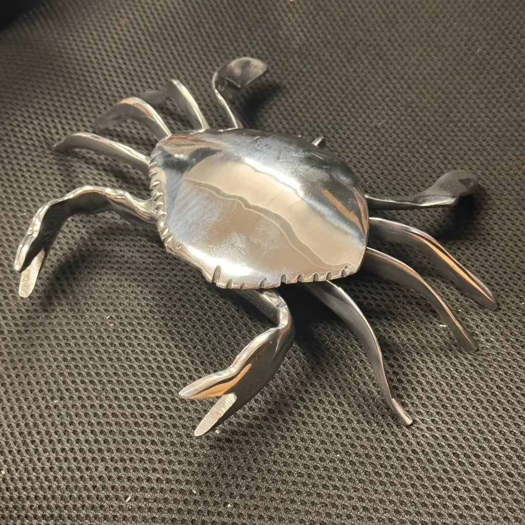 Boite en aluminium recyclé - Crabe MM finition alu brossé - 12 cm 