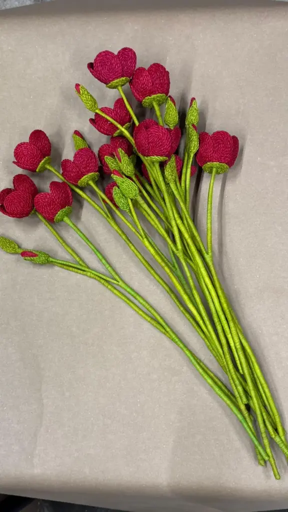 Fleur en raphia - Coquelicot 25 cm