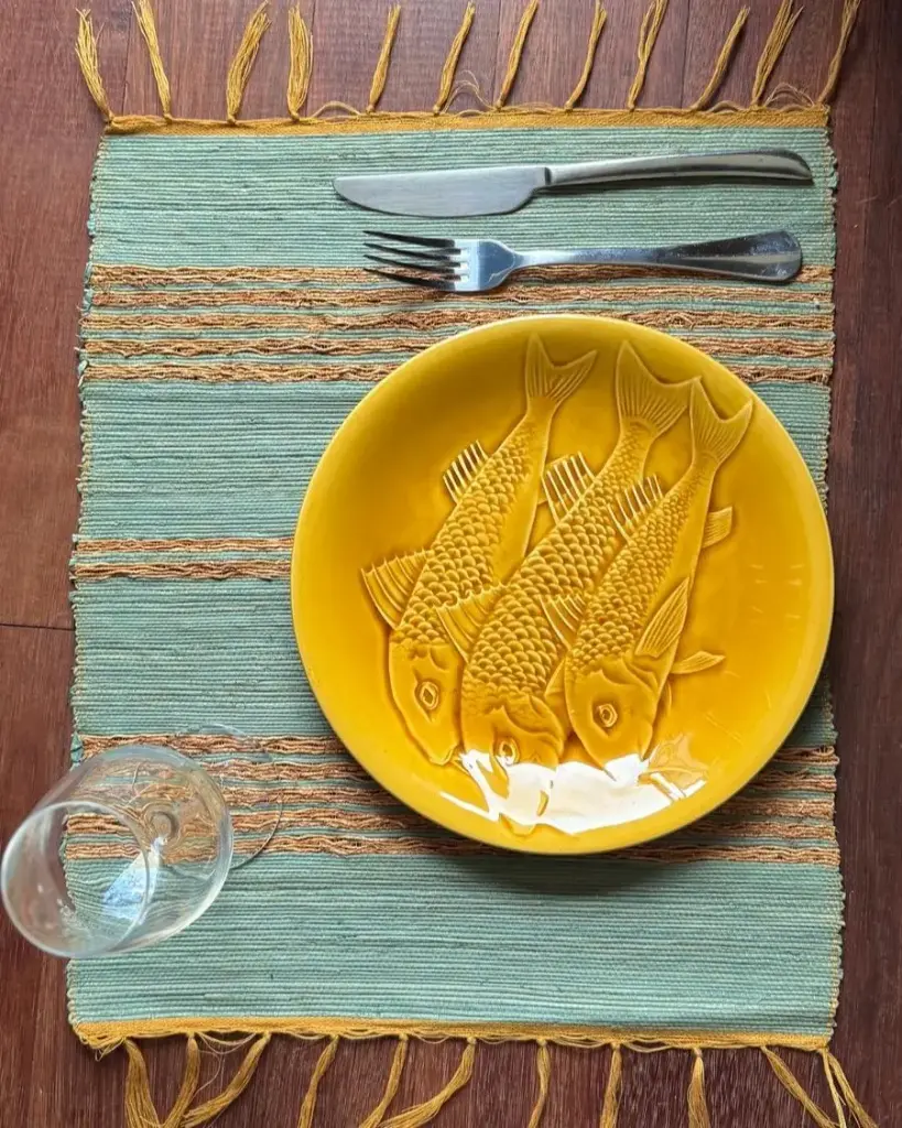 Set de table en raphia & vétiver - Modèle vert d'eau