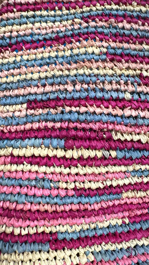 Corbeille cylindre raphia crochet 20x20 cm - couleur vieux rose 