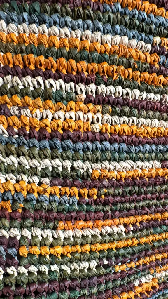 Corbeille cylindre raphia crochet 16x16 cm - couleur orange pop