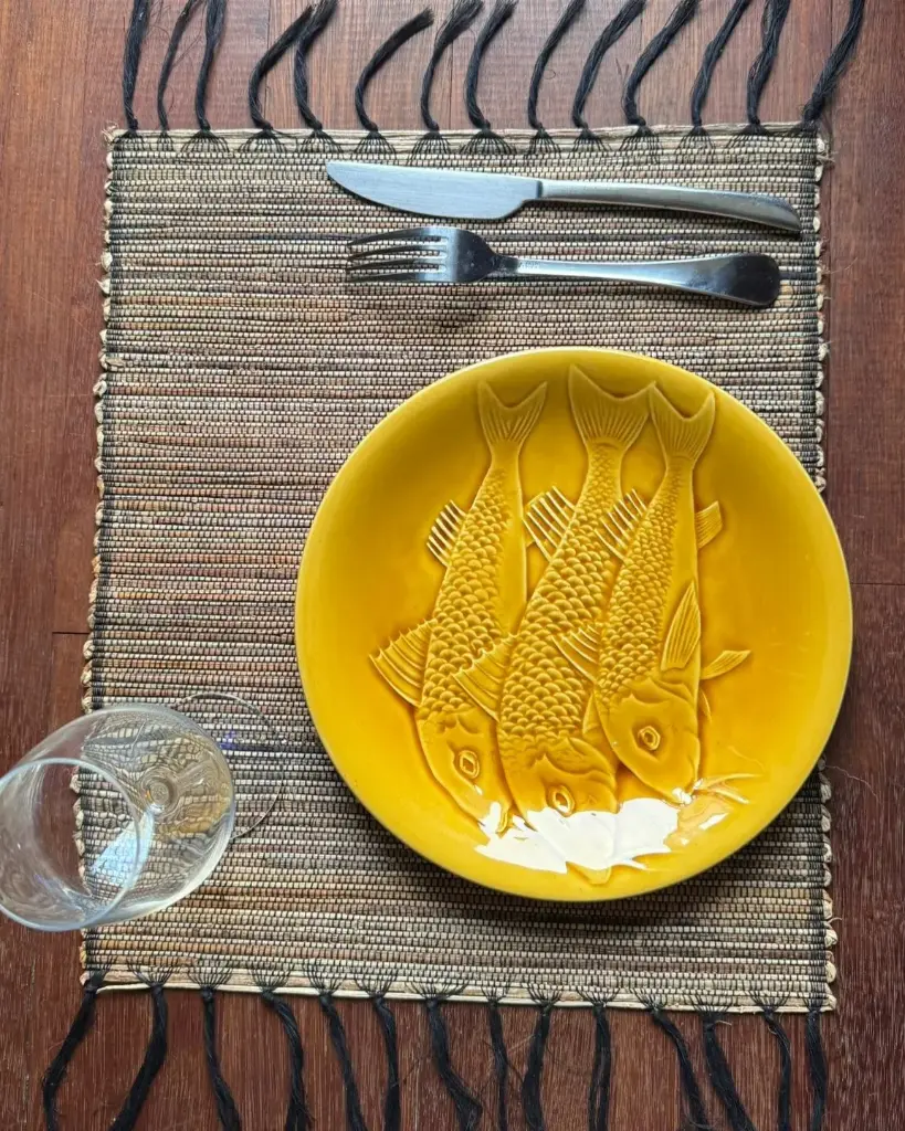 Set de table en fibre de bananier - chaine noire