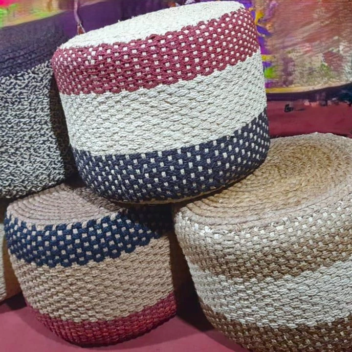 Pouf en raphia coloré GM