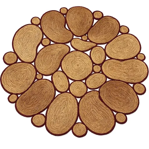 [SSDP-Bm140V] Tapis en sisal - Modèle Bulles / Marcelle Marron - Diam 140 cm