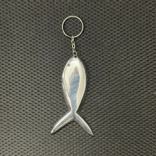 [ALPC-PS013A] Porte clé en aluminium recyclé - Sardine finition alu brossé - 15 cm 