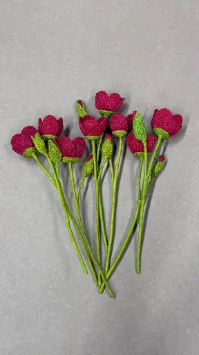 [RAFL-CQ035V] Fleur en raphia - Coquelicot 35 cm