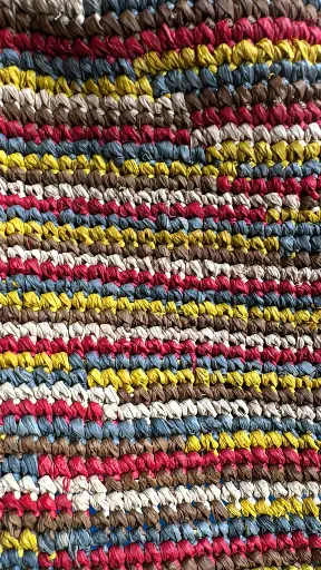 [RACB-TS020V] Corbeille cylindre raphia crochet 20x20 cm - couleur terre soleil