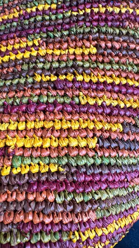 [RACB-TC016V] Corbeille cylindre raphia crochet 16x16 cm - couleur terre chocolat