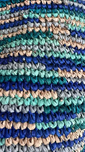 [RACB-BA016V] Corbeille cylindre raphia crochet 16x16 cm - couleur bleu azur