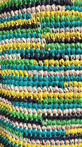 [RACB-VP020V] Corbeille cylindre raphia crochet 20x20 cm - couleur vert pop