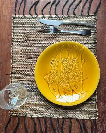 [BAST-CN045N] Set de table en fibre de bananier - chaine noire