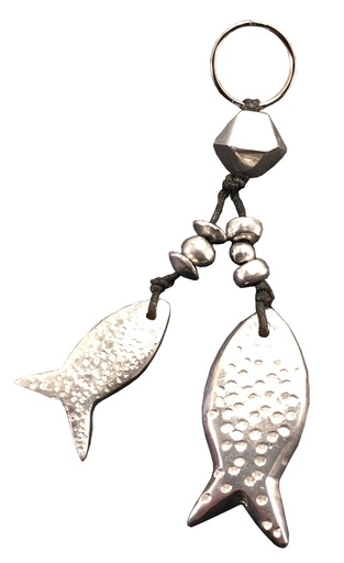 [ALPC-SA012A] Porte clé en aluminium recyclé - Modèle Sardine finition alu brossé - Env. 12 cm / 35 g