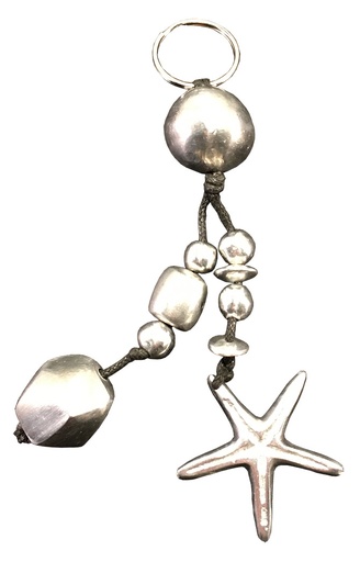 [ALPC-ET012A] Porte clé en aluminium recyclé - Modèle Etoile finition alu brossé - Env. 12 cm / 35 g