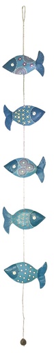 [PMSS-PR100P] Suspension en papier recyclé - Modèle 5 poissons ronds finition peinture acrylique - Env. 100 cm / 80 g